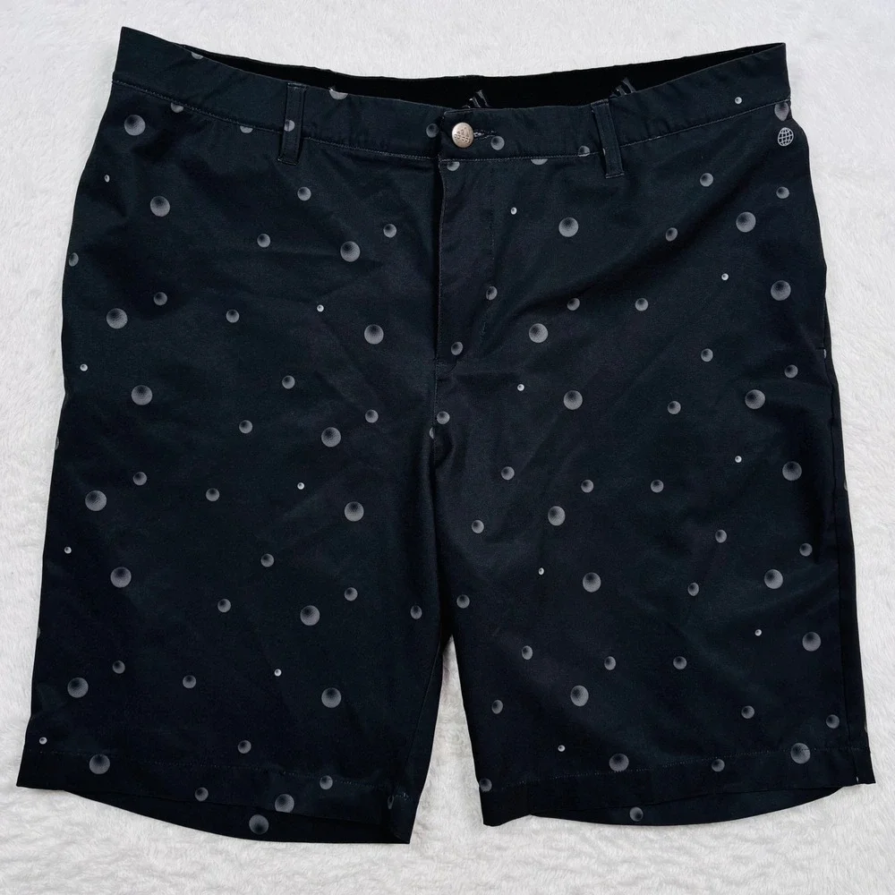 Adidas Golf‎ Shorts Men 36 Black Golf Ball Print Stretch Performance Activewear